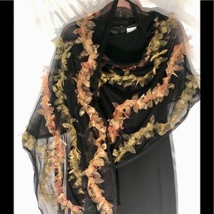 Light black and gold sheer shawl